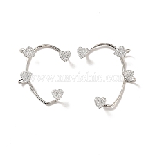 Clear Cubic Zirconia Heart Cuff Earrings, Long-Lasting Plated Brass Climber Wrap Around Earrings for Non Piercing, Cadmium Free & Lead Free