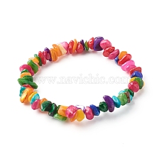 Natural Dyed Chip Shell Beads Stretch Bracelets for Children