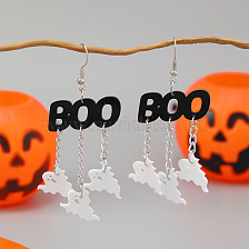 Funny Asymmetrical Letter Cloud Halloween Ghost Acrylic Earrings