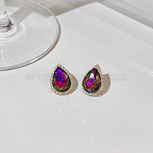 1 Pair Lady Water Droplets Plating Inlay Copper Artificial Gemstones Ear Studs