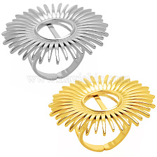 Stylish Punk Sun Ring Adjustable 18k Gold Plated Stainless Steel Ring