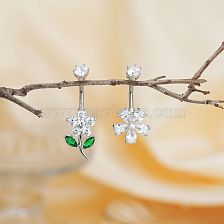 Colorful Four-Leaf Clover Belly Button Ring with Zirconia Pendant