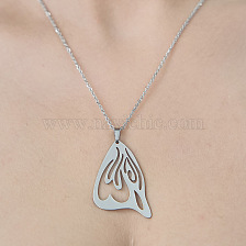 201 Stainless Steel Hollow Butterfly Wing Pendant Necklace