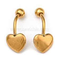 Ion Plating(IP) 304 Stainless Steel Body Jewelry, Belly Rings/Stud Earrings, Heart, for Women