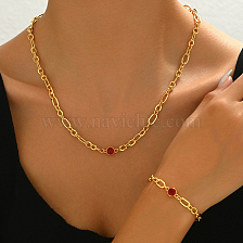 Elegant Vintage Casual Necklace Earring Set, 18K Gold Plated, 3 Pieces.