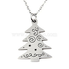 Christmas Theme, 201 Stainless Steel Pendant Necklaces, with Cable Chains and Lobster Claw Claspss, Christmas Tree