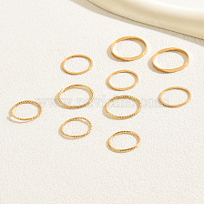 Fashionable Vintage Casual Gold Plated 10-Piece Ring Set for Women