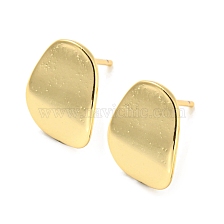 Rack Plating Brass Oval Stud Earrings for Women, Lead Free & Cadmium Free, Long-Lasting Plated