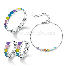 S925 Silver Heart Enamel Oil Drop Jewelry Set