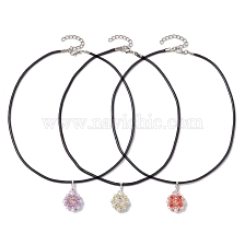 Flower Glass Seed Beads & Acrylic Pendant Necklaces, Imitation Leather Necklaces for Women