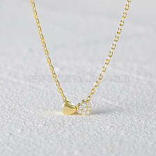 S925 Sterling Silver Double Heart Necklace Fashion European American Diamond Inlaid Clavicle Chain