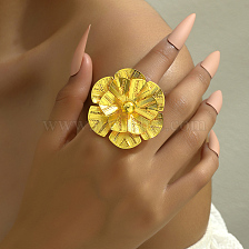 Luxurious Iron Hollow Flower Wedding Ring for Bride, Women's Ring.