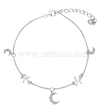 S925 Silver Star Moon Zircon Bracelet Sweet Lovely Fairy Pendant