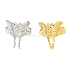 304 Stainless Steel Open Cuff Rings, Butterfly