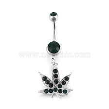 Piercing Jewelry, Brass Cubic Zirciona Navel Ring, Belly Rings, with 304 Stainless Steel Bar