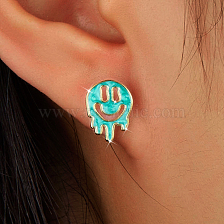 S925 Silver Enamel Smiley Face Stud Earrings Halloween Gift