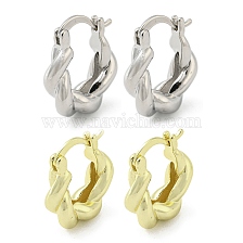 Rack Plating Brass Twist Rope Hoop Earrings, Cadmium Free & Lead Free