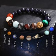 Stone Galaxy Bracelet Blue Sandstone Starry Sky Universe Solar System Planet Bracelet