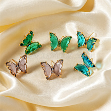 Crystal Butterfly Copper Earrings Fashion Luxury Colorful Ear Jewelry