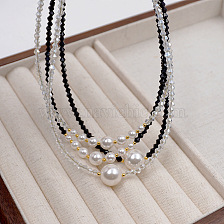 Black Crystal Pearl Necklace Women Summer Design Clavicle Chain Vintage Chic