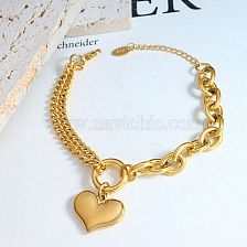 Casual Sweet Heart Shape Titanium Steel Plating 18K Gold Plated Bracelets