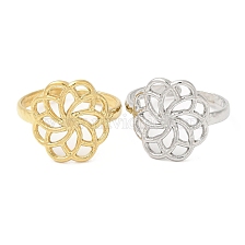 304 Stainless Steel Open Cuff Rings, Flower