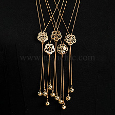 Elegant Hollow Flower Y-Shaped Chain Pendant Necklace for Autumn/Winter.