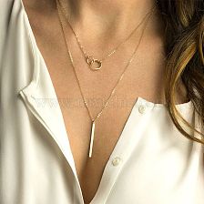 Ornaments Geometric Round Chain Necklace Stainless Steel Two-piece Necklace Clavicle Chain Wholesale 