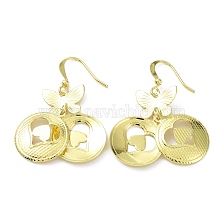 Rack Plating Brass Dnagle Earrings, Heart with Butterfly, Long-Lasting Plated