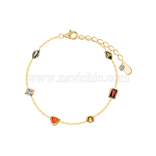 Bohemian Style S925 Silver Geometric Colorful Zircon Bracelet Fashion Accessory