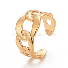 Ion Plating(IP)304 Stainless Steel Curb Chain Shape Cuff Ring for Women