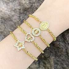 Modern Style Faith Star Heart Shape Copper Plating Inlay Zircon 18K Gold Plated Bracelets