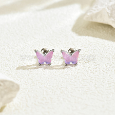 Sweet Stainless Steel Butterfly Earrings with Zirconia for Women.