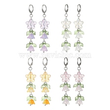 Flower of Life Glass & Acrylic Dangle Leverback Earrings, Tassel Earrings