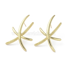 Rack Plating Brass Starfish Stud Earrings, Lead Free & Cadmium Free