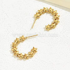 Minimalist Metal Stainless Steel C-shaped Star Bamboo Earings, Perfect for Women's Dates and Holidays.