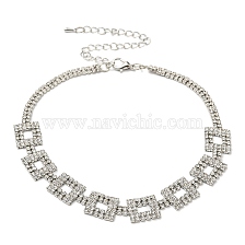 Crystal Rhinestone Choker Necklaces, Fashion Alloy Rectangle Link Chains Necklaces