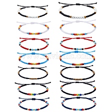 14Pcs 14 Style Glass Seed & 303 Stainless Steel Braided Bead Bracelets and Anklets Set, Friendship Jewelry for Women