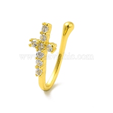 Clear Cubic Zirconia Cross Clip on Nose Rings, Brass Nose Cuff Non Piercing Jewelry for Women