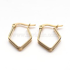 304 Stainless Steel Hoop Earrings, Rhombus