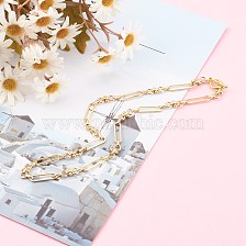 Brass Link Chain Necklaces, with Toggle Clasps, Real 18K Gold Plated, 18.30 inch(46.5cm)