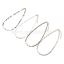 Beaded Necklaces, with Brass Beads, Glass Beads, Natural Pearl Beads and 304 Stainless Steel Lobster Claw Clasps, Golden