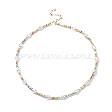 Acrylic Imitation Pearl & Glass Seed Beaded Necklace for Women