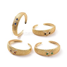 Cubic Zirconia Owl Open Cuff Bangle, Golden Brass Jewelry for Women