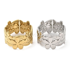 304 Stainless Steel Open Cuff Rings, Flower