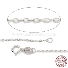 Anti-Tarnish Rhodium Plated Sterling Silver Necklaces, Cable Chains, with Spring Ring Clasps, Thin Chain, Platinum, 18 inch, 1mm