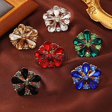 Elegant Flower Alloy Inlay Rhinestones Women's Open Rings