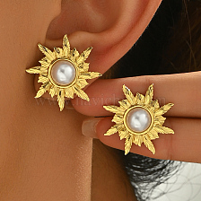 Stainless Steel Vintage Pearl Earrings Casual Vacation Accessories