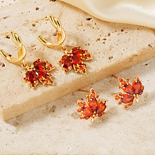 Cute Luxe Maple Leaf Sparkly Stud Earrings for All Occasions