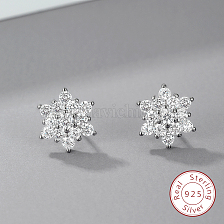 Delicate s925 Silver Flower Stud Earrings for Women Daily Party Wear.